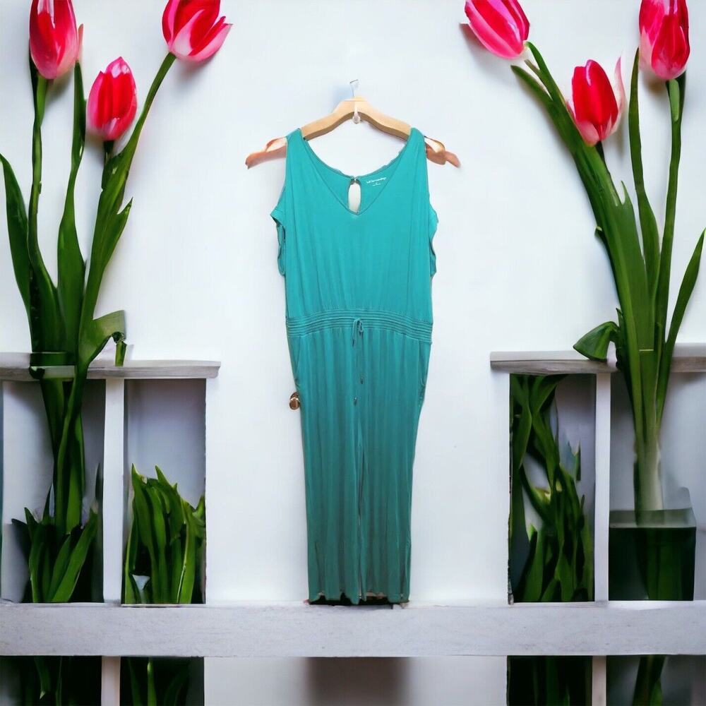 Soft Surroundings Women's‎ Green Jumpsuit Size 3X(24W) Stretch-Smocked Waist NWT